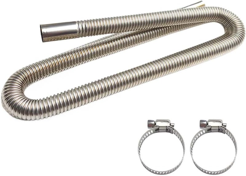 BDZMC 118 Inches Stainless Steel Exhaust Hose, 1 Inch Exhaust Extension, Flexible Tank Diesel Heater Accessories with 2 Hose Clamps, Gas Vent Hose Kit for Diesel Air Heater (118 inch) - Image 1